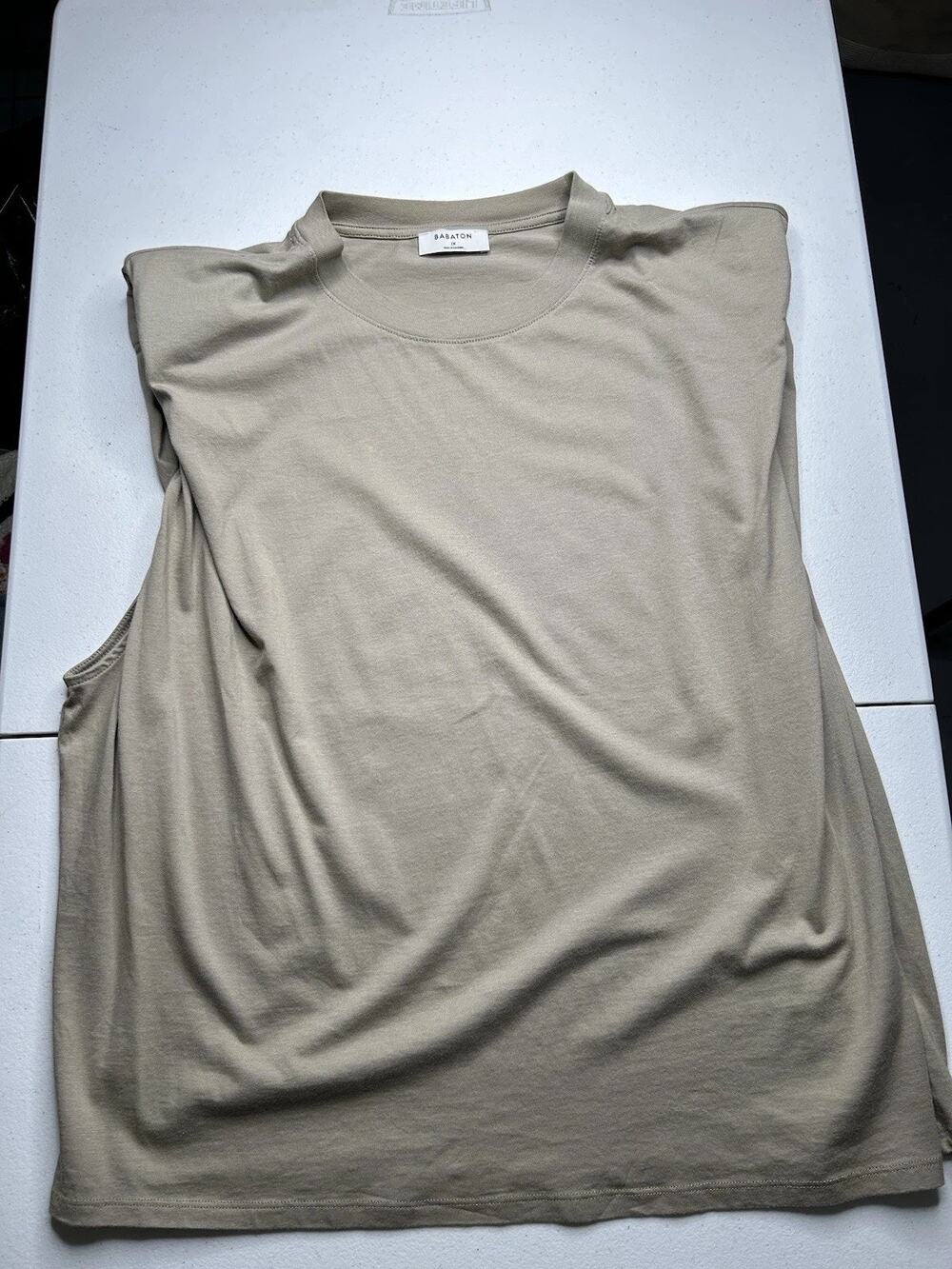 Babaton Aritzia Padded Shoulder Tanks Size 1X Sage Green 100% Cotton Sleeveless